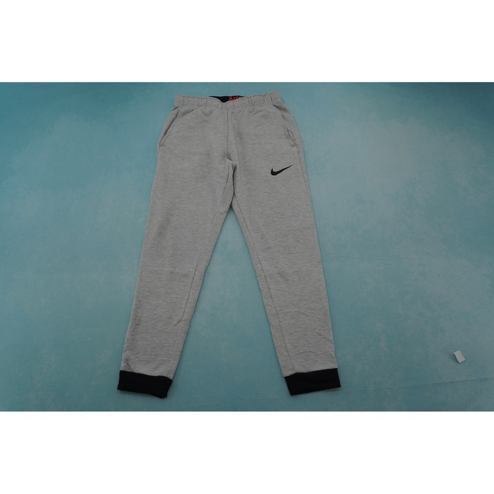 Nike Dri-FIT Jogger Sweatpants Mens S Gray Black Swoosh Tapered Cuff Athletic